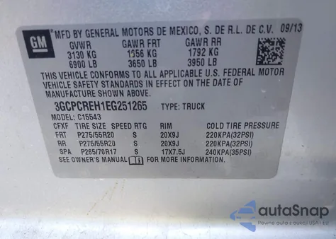 2014 Chevrolet Silverado 1500 1Lt z USA, uszkodzony, nr VIN 3GCPCREH1EG251265